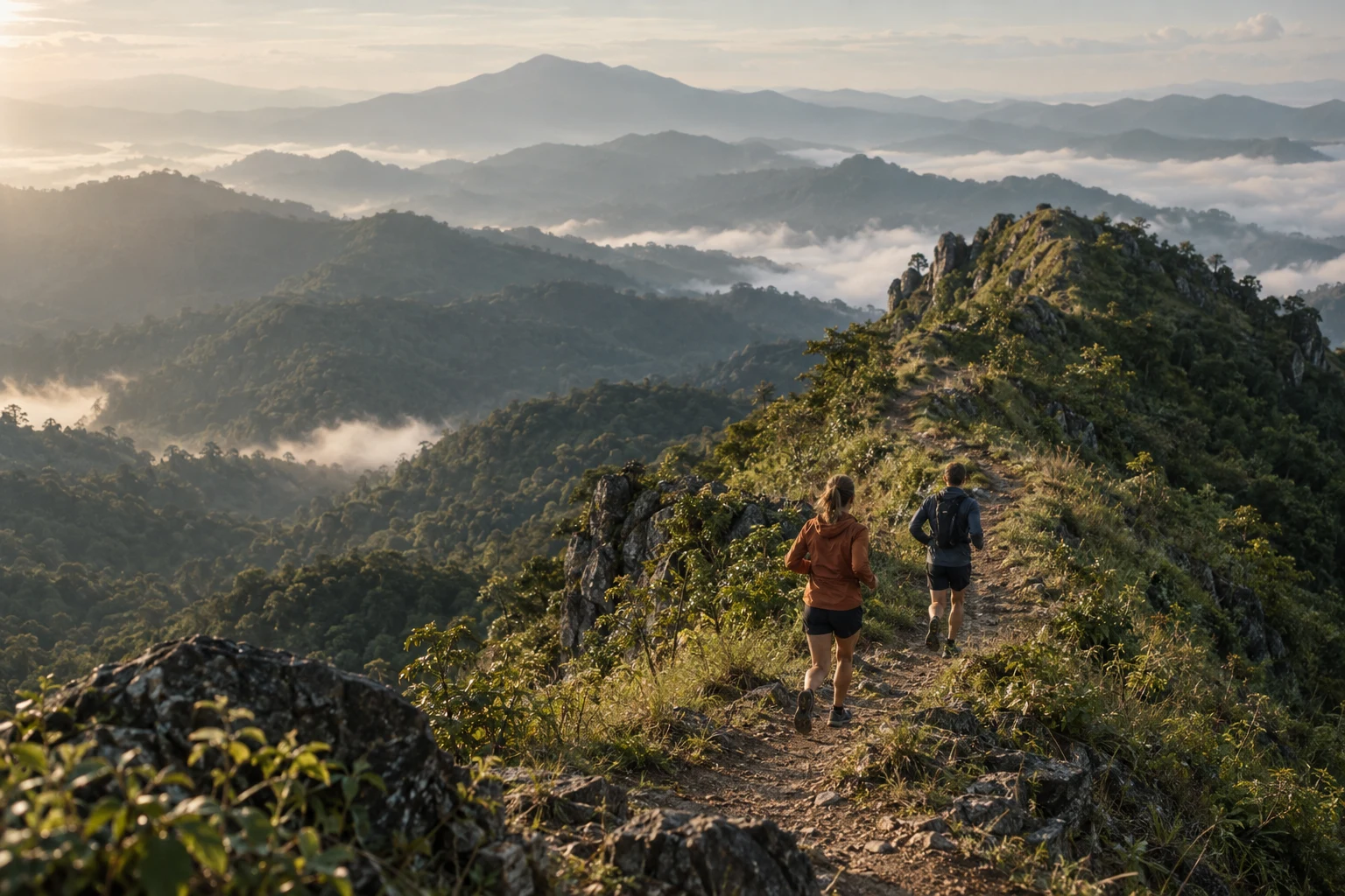Generated editorial photograph of an open mountain ridge