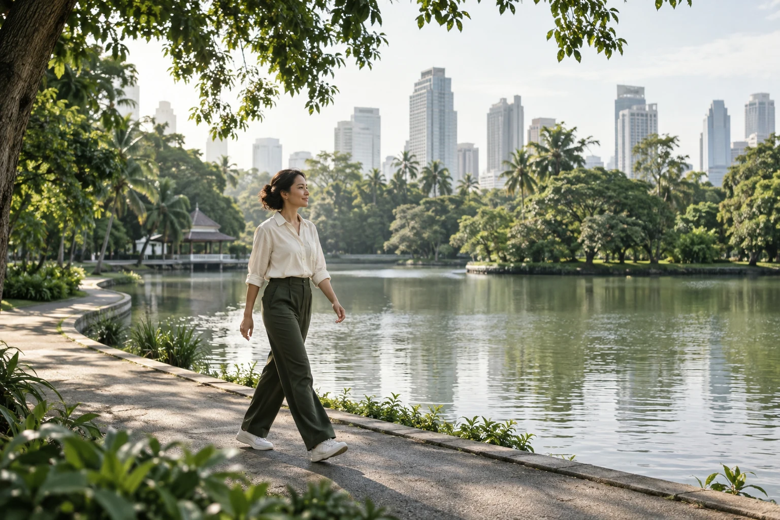 Generated editorial photograph illustrating a quiet outdoor walk